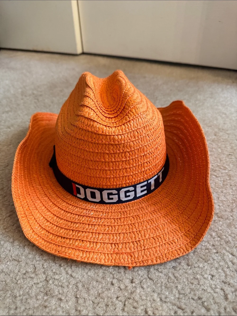 Houston Astros Orange Straw Fedora Hat with Blue Band